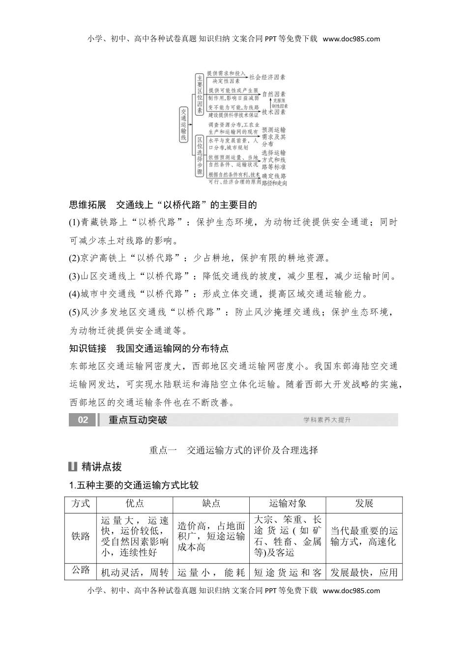 高考地理复习  2025届高中地理一轮复习讲义：第二部分人文地理第十三单元交通运输布局与区域发展第56课时　区域发展对交通运输布局的影响（教师版）.doc