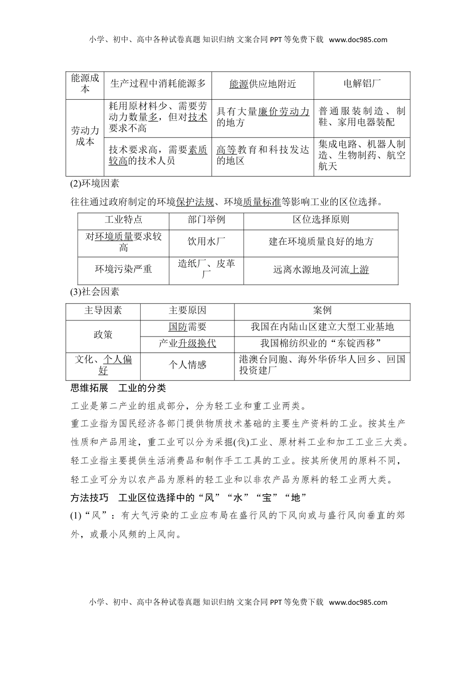 高考地理复习  2025届高中地理一轮复习讲义：第二部分人文地理第十二单元产业区位因素第53课时　工业区位因素（教师版）.doc