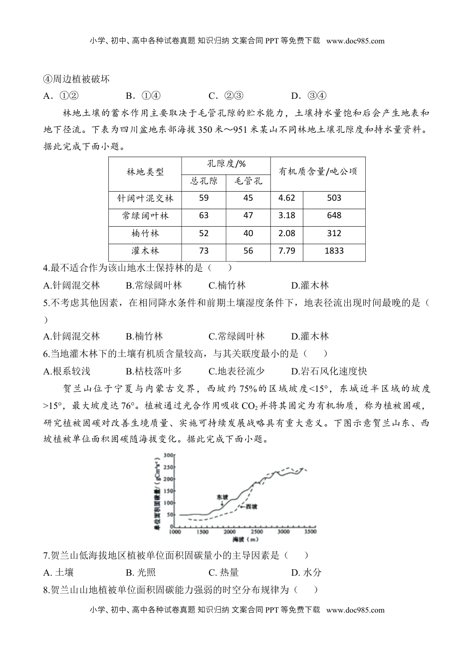 高考地理复习  专题六 自然环境的整体性与差异性—2025届高考地理考点剖析同步练习（含答案解析）.docx