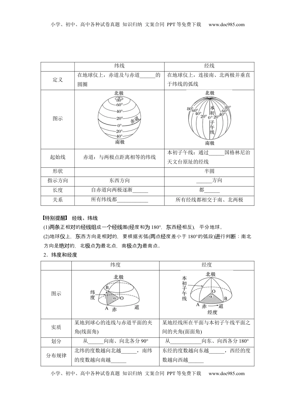高考地理复习  第一部分 第一章 课时1　地球仪与地图.docx