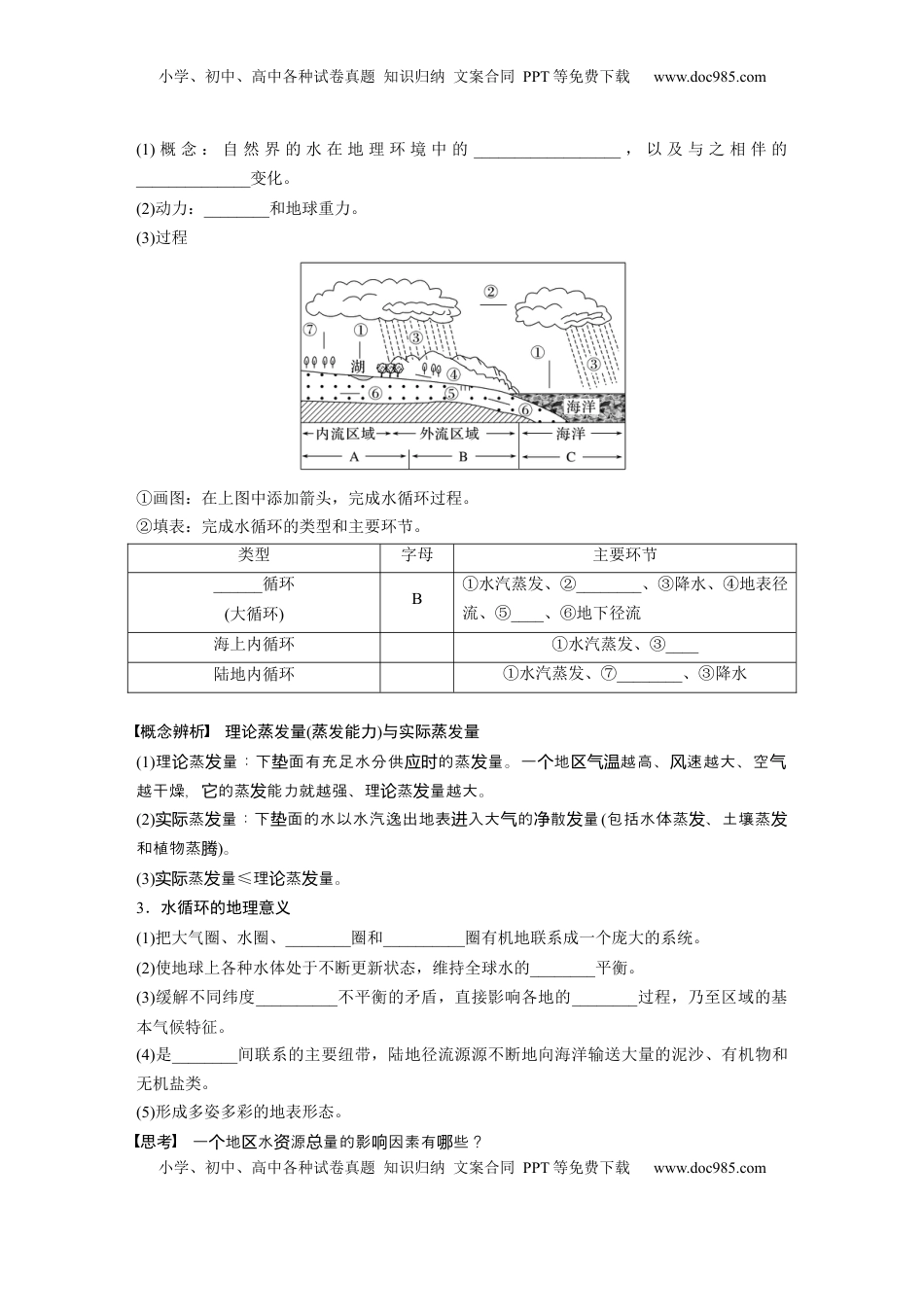 高考地理复习  第一部分 第五章 课时29 水循环.docx