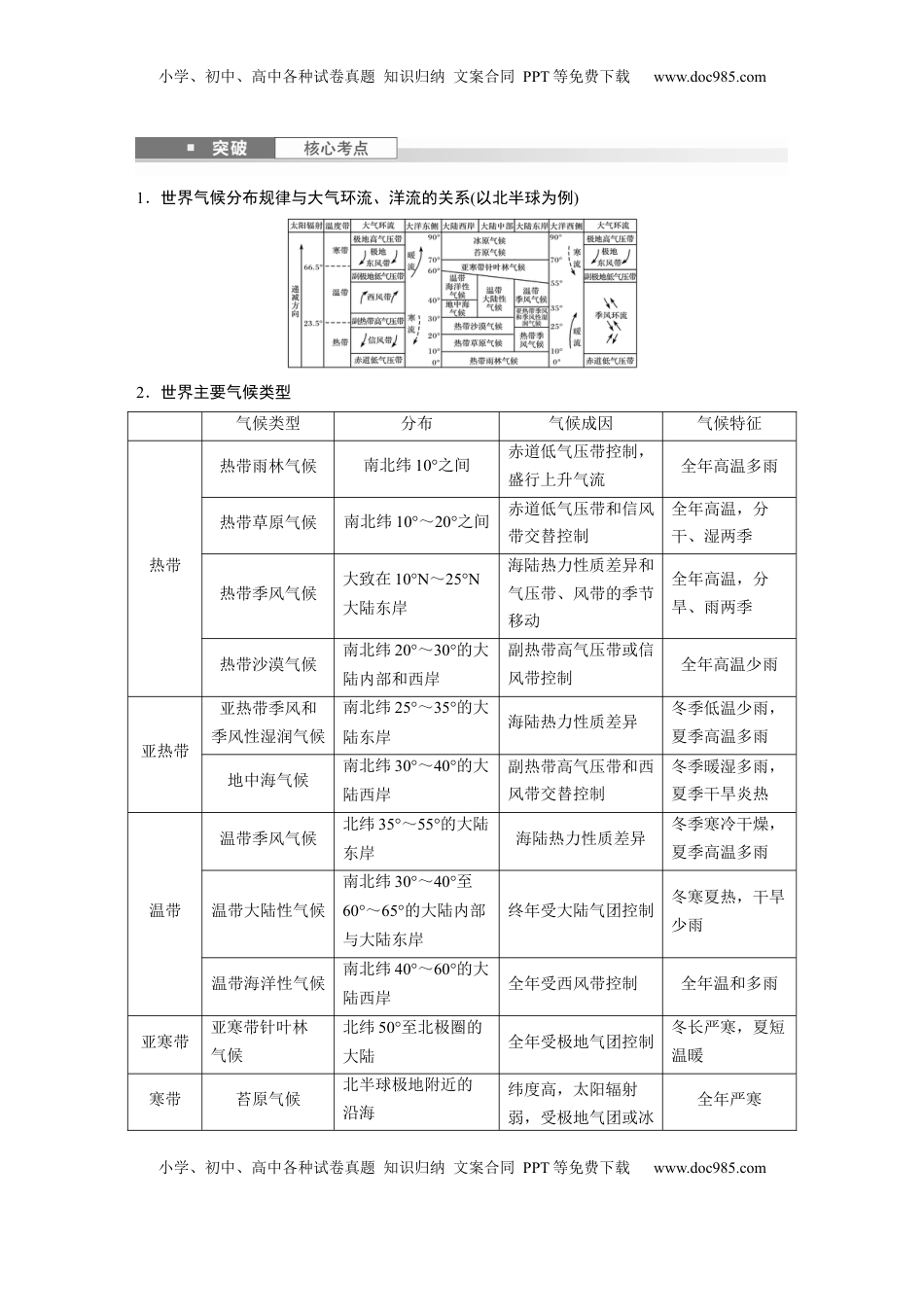 高考地理复习  第一部分 第四章 第2讲 课时26　世界主要气候类型.docx