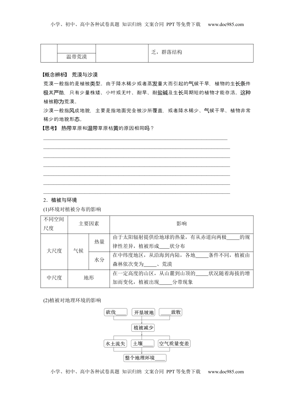 高考地理复习  第一部分 第六章 第1讲 课时34　主要植被与自然环境.docx