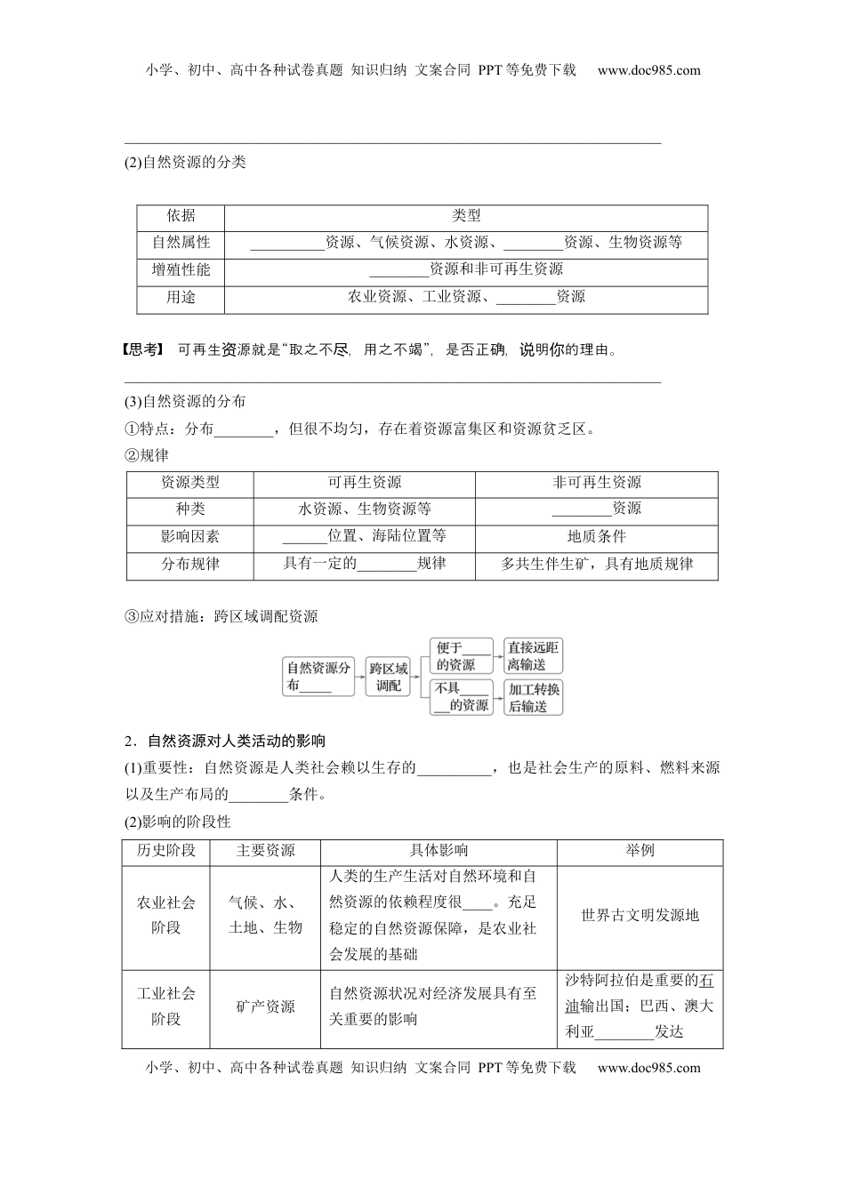 高考地理复习  第四部分 第一章 课时67　自然资源与人类活动.docx