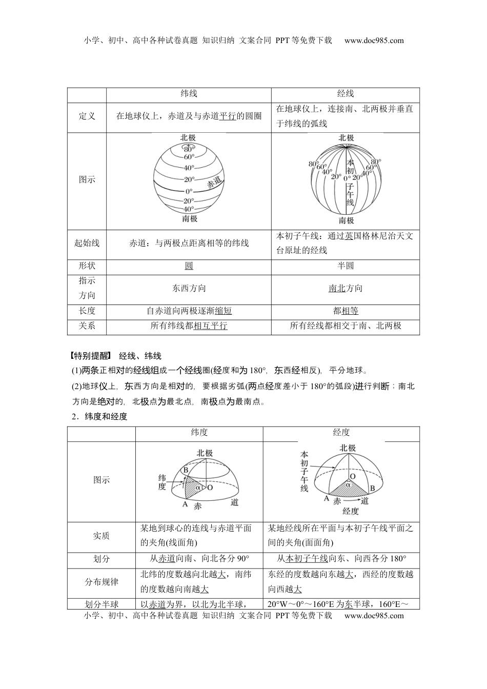 高考地理复习  第一部分 第一章 课时1　地球仪与地图 (1).docx