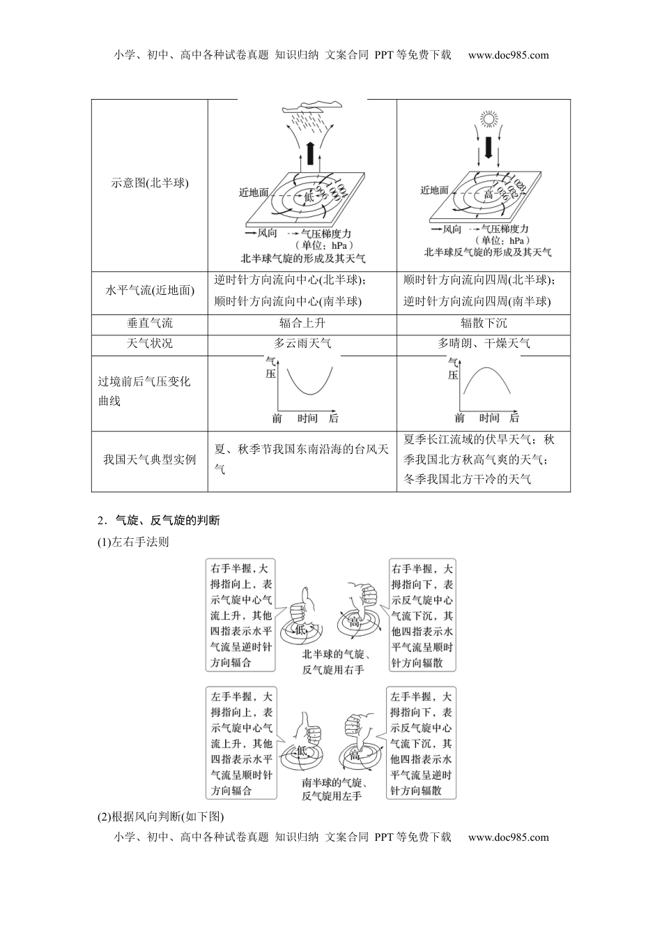 高考地理复习  第一部分 第四章 第3讲 课时28　气旋、反气旋与天气 (1).docx