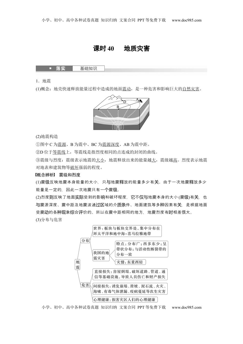 高考地理复习  第一部分 第七章 课时40　 地质灾害 (1).docx