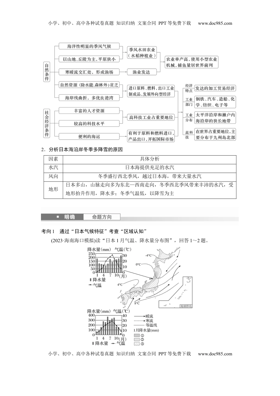 高考地理复习  第五部分 第一章 第2讲 课时81　日本　印度 (1).docx