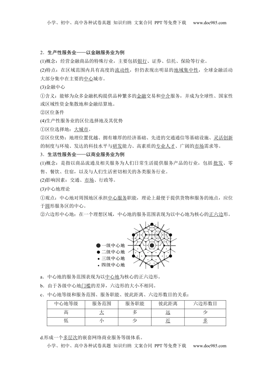 高考地理复习  第二部分 第三章 第3讲 课时51　服务业的区位选择 (1).docx