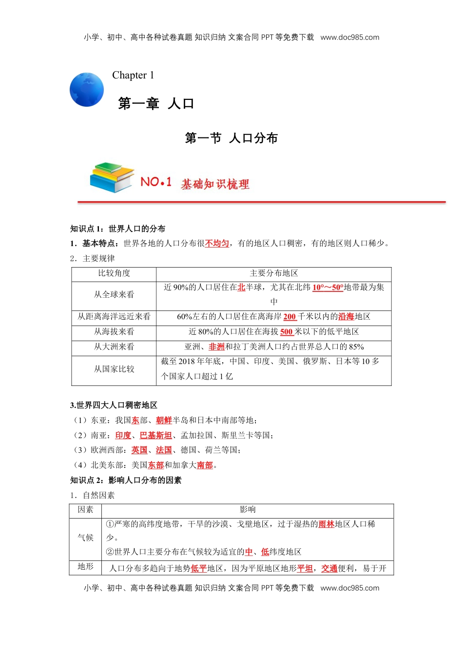 高考地理复习  【人教版必修2】高中地理知识总结（教师版）72页.doc