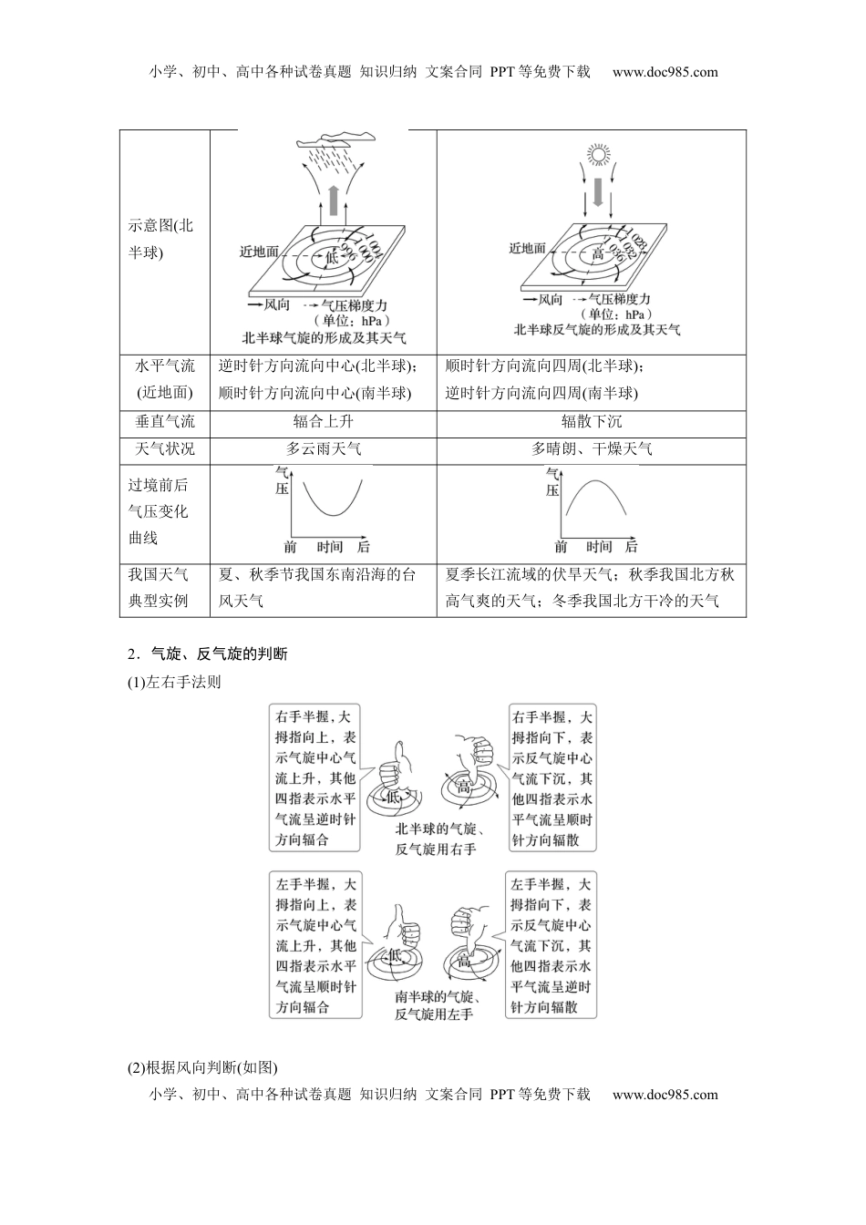 高考地理复习  第三章　第2讲　课时16　气旋、反气旋与天气.docx