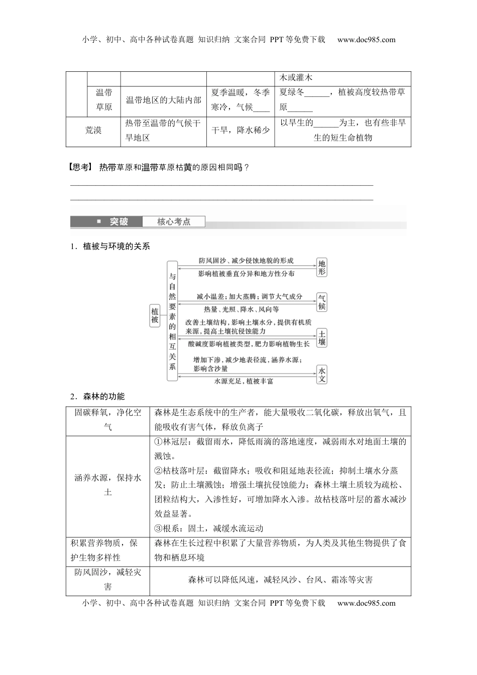 高考地理复习  第六章　第1讲　课时34　植被.docx