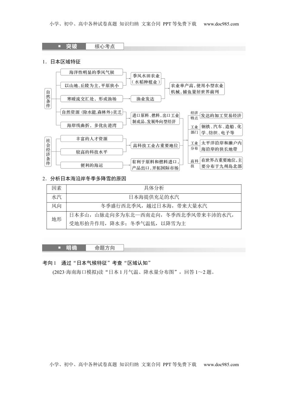 高考地理复习  第一章　第2讲　课时79　日本　印度.docx