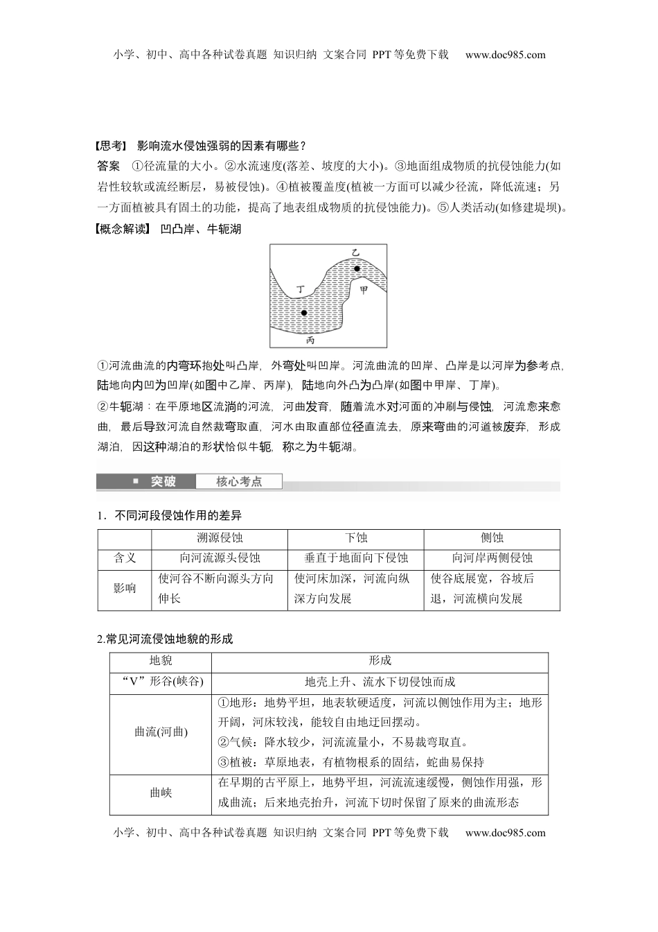 高考地理复习  第五章　第2讲　课时29　河谷的演变 (1).docx