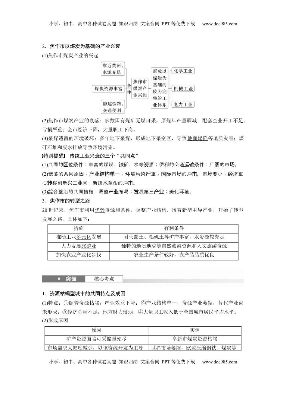 高考地理复习  第二章　课时60　资源枯竭型城市的转型发展 (1).docx