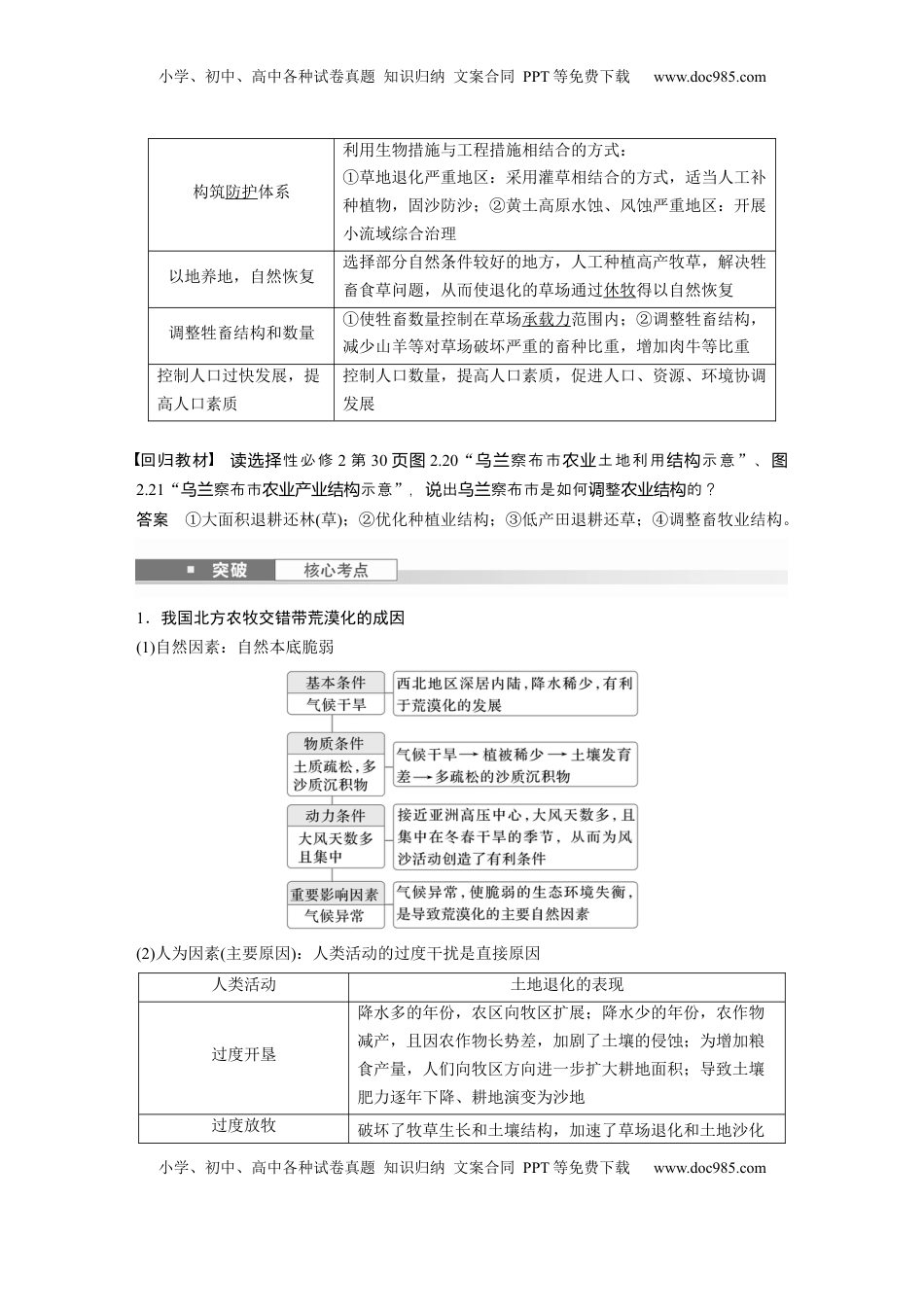 高考地理复习  第二章　课时59　生态脆弱区的综合治理 (1).docx