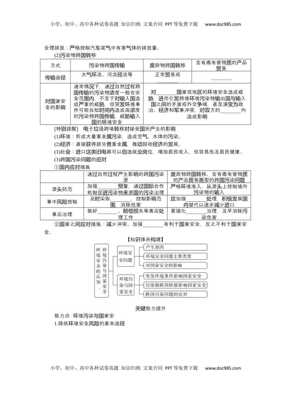 高考地理复习  2025届高中地理人教版一轮复习第77课时导学案：环境安全的认知、环境污染与国家安全.docx