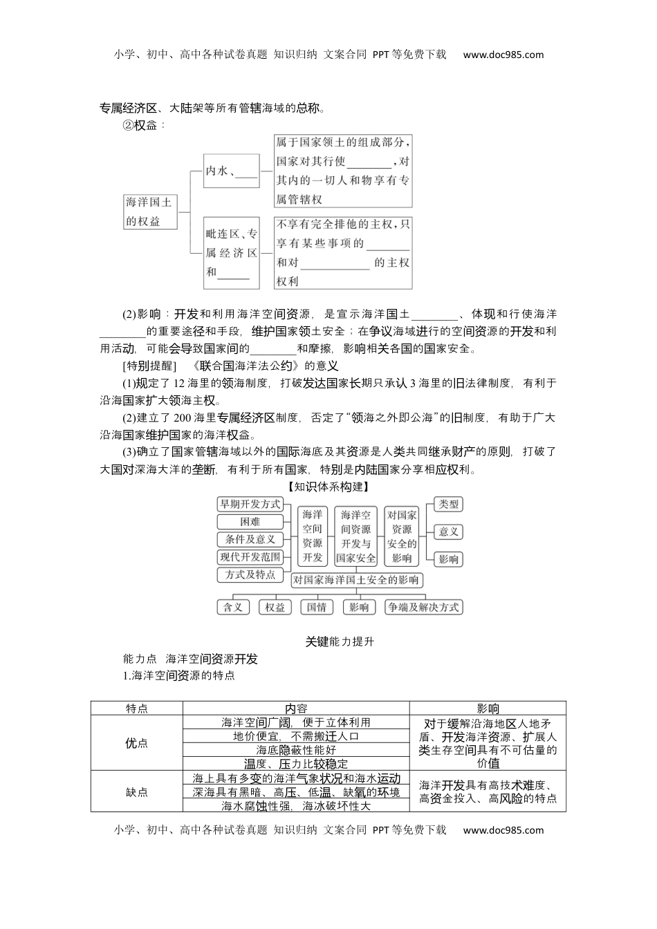 高考地理复习  2025届高中地理人教版一轮复习第76课时导学案：海洋空间资源开发与国家安全.docx