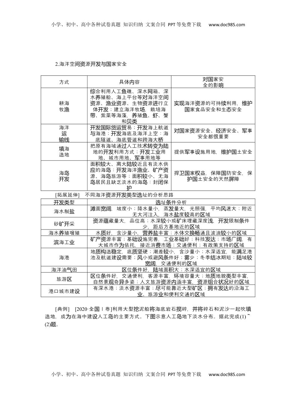 高考地理复习  2025届高中地理人教版一轮复习第76课时导学案：海洋空间资源开发与国家安全.docx