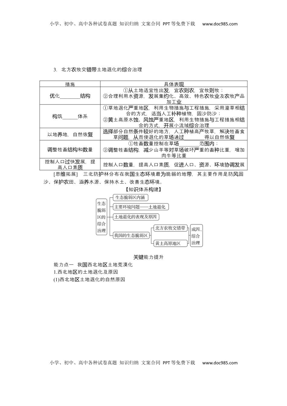 高考地理复习  2025届高中地理人教版一轮复习第63课时导学案：生态脆弱区的综合治理.docx