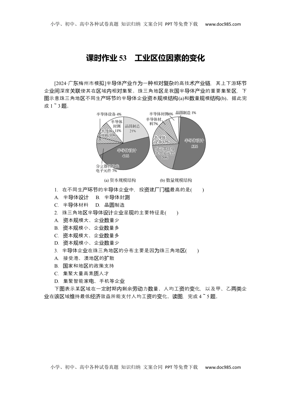 高考地理复习  2025届高中地理人教版一轮复习第53课时练习：工业区位因素的变化.docx