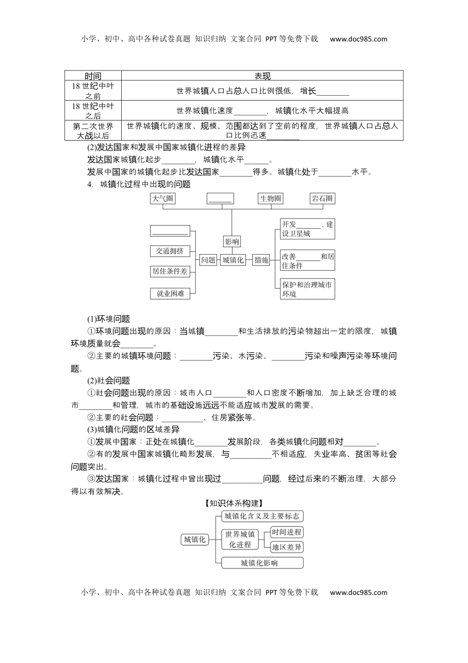 高考地理复习  2025届高中地理人教版一轮复习第48课时导学案：城镇化.docx