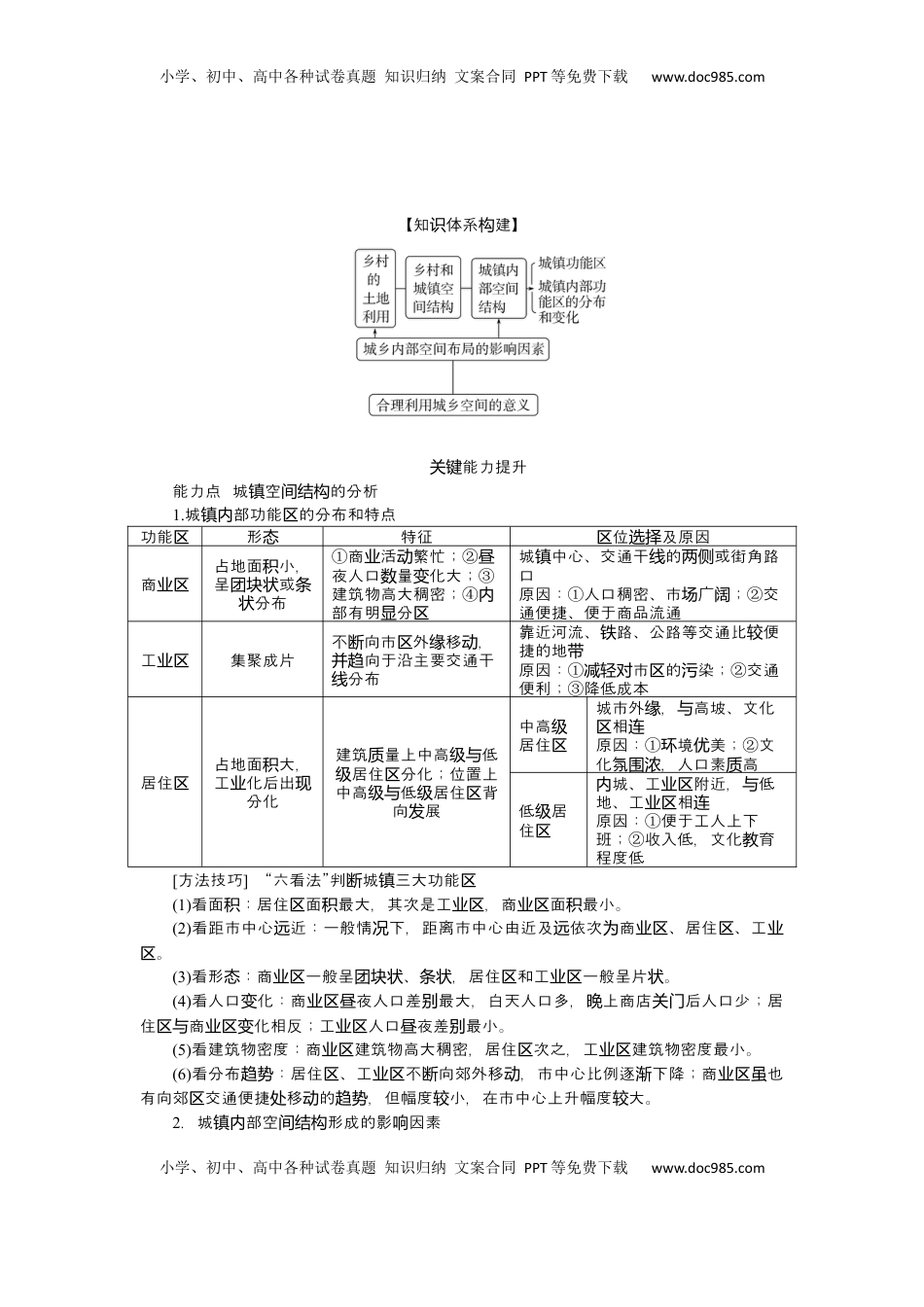 高考地理复习  2025届高中地理人教版一轮复习第47课时导学案：乡村和城镇空间结构.docx