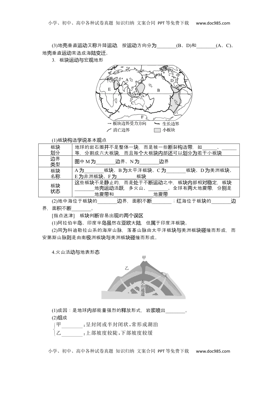 高考地理复习  2025届高中地理人教版一轮复习第29课时导学案：内力作用与地表形态.docx