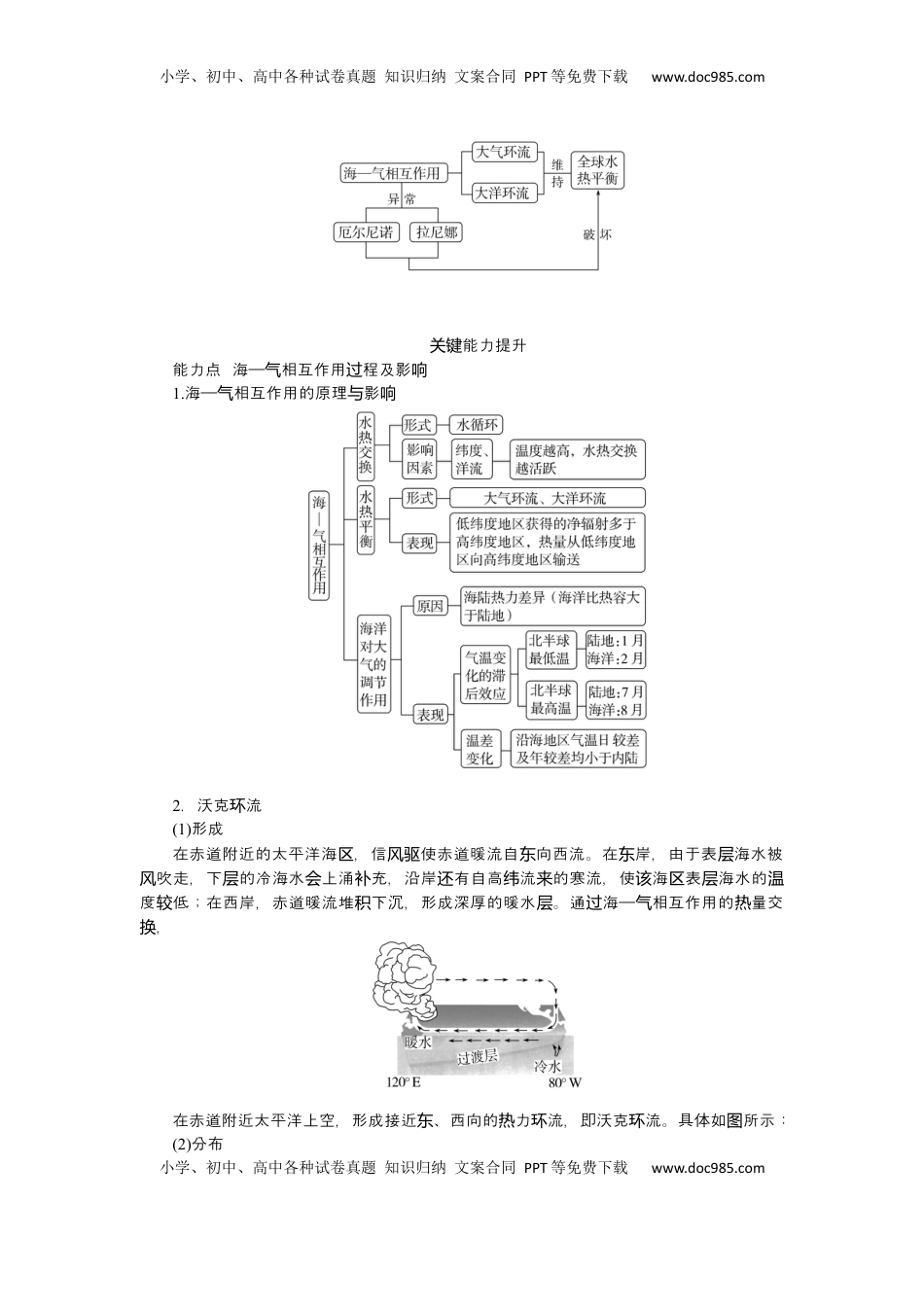 高考地理复习  2025届高中地理人教版一轮复习第27课时导学案：海—气相互作用.docx