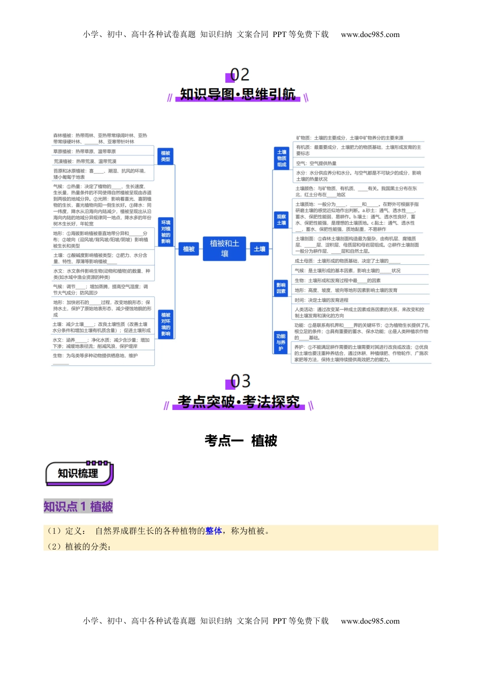 高考地理复习  第16讲 植被和土壤（讲义）（原卷版）.docx