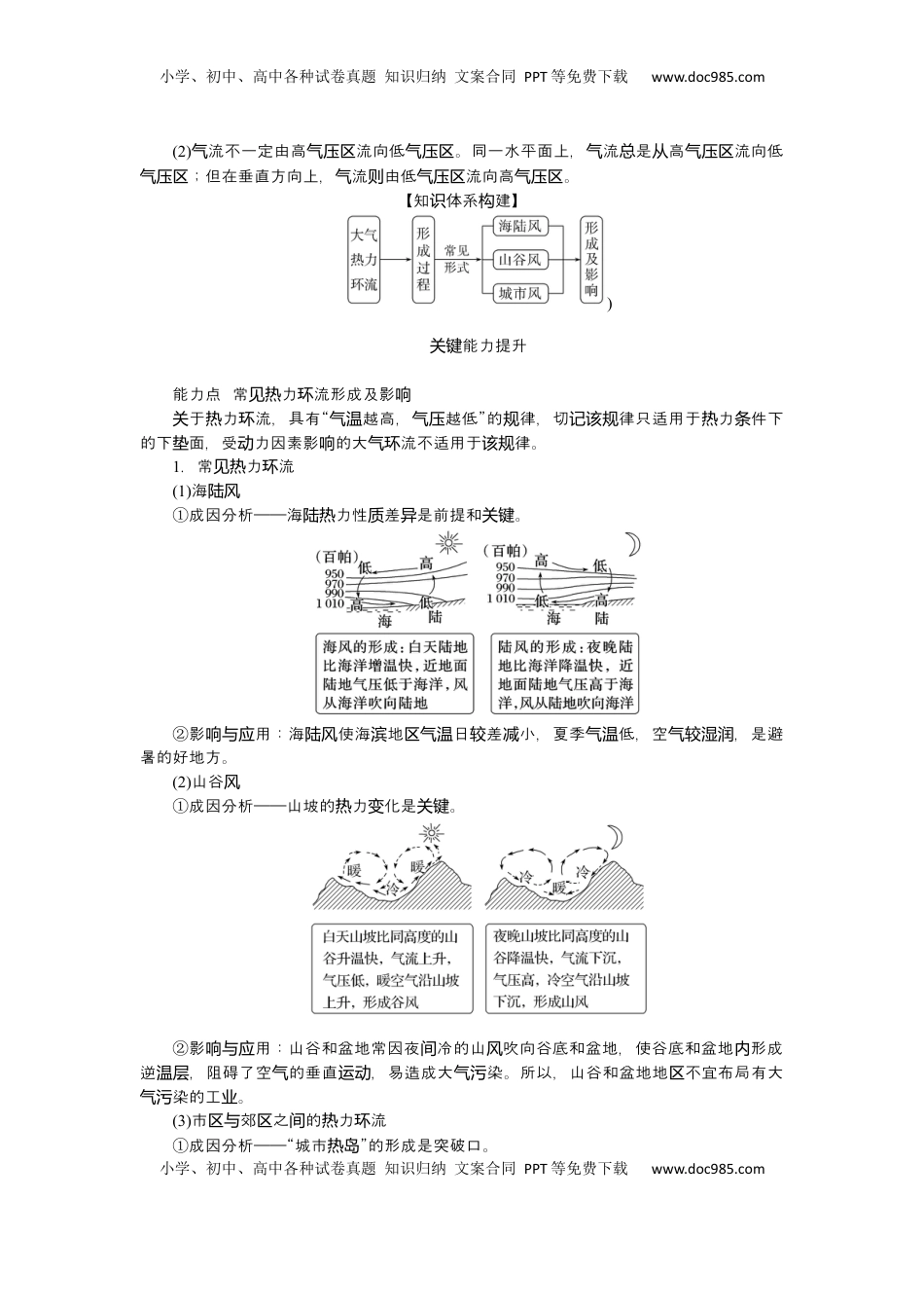 高考地理复习  2025届高中地理人教版一轮复习第14课时导学案：大气热力环流.docx