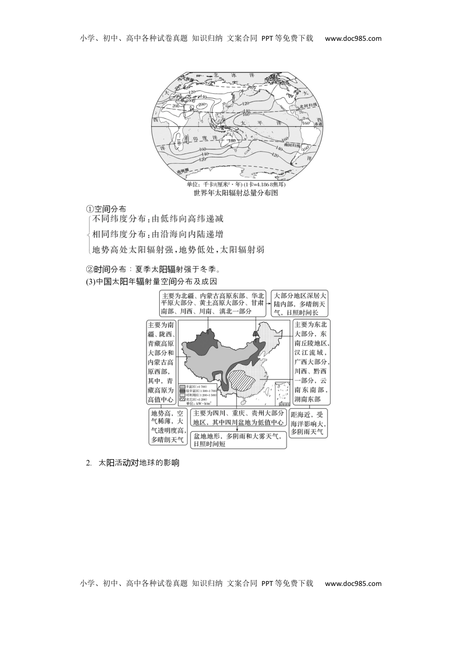 高考地理复习  2025届高中地理人教版一轮复习第5课时导学案：太阳对地球的影响.docx