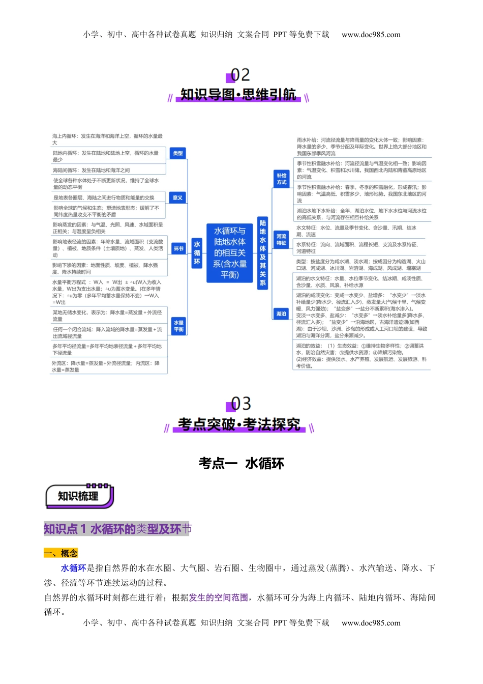 高考地理复习  第10讲 水循环与陆地水体的相互关系(含水量平衡)（讲义）（解析版）.docx