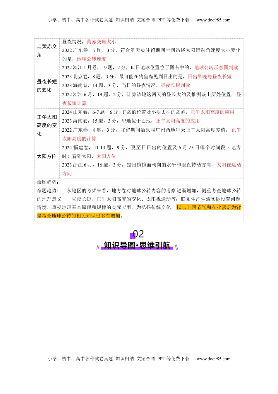 高考地理复习  第05讲 地球公转及其地理意义（讲义）（原卷版）.docx