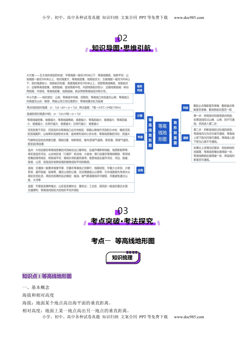 高考地理复习  第02讲 等高线地形图（讲义）（解析版）.docx