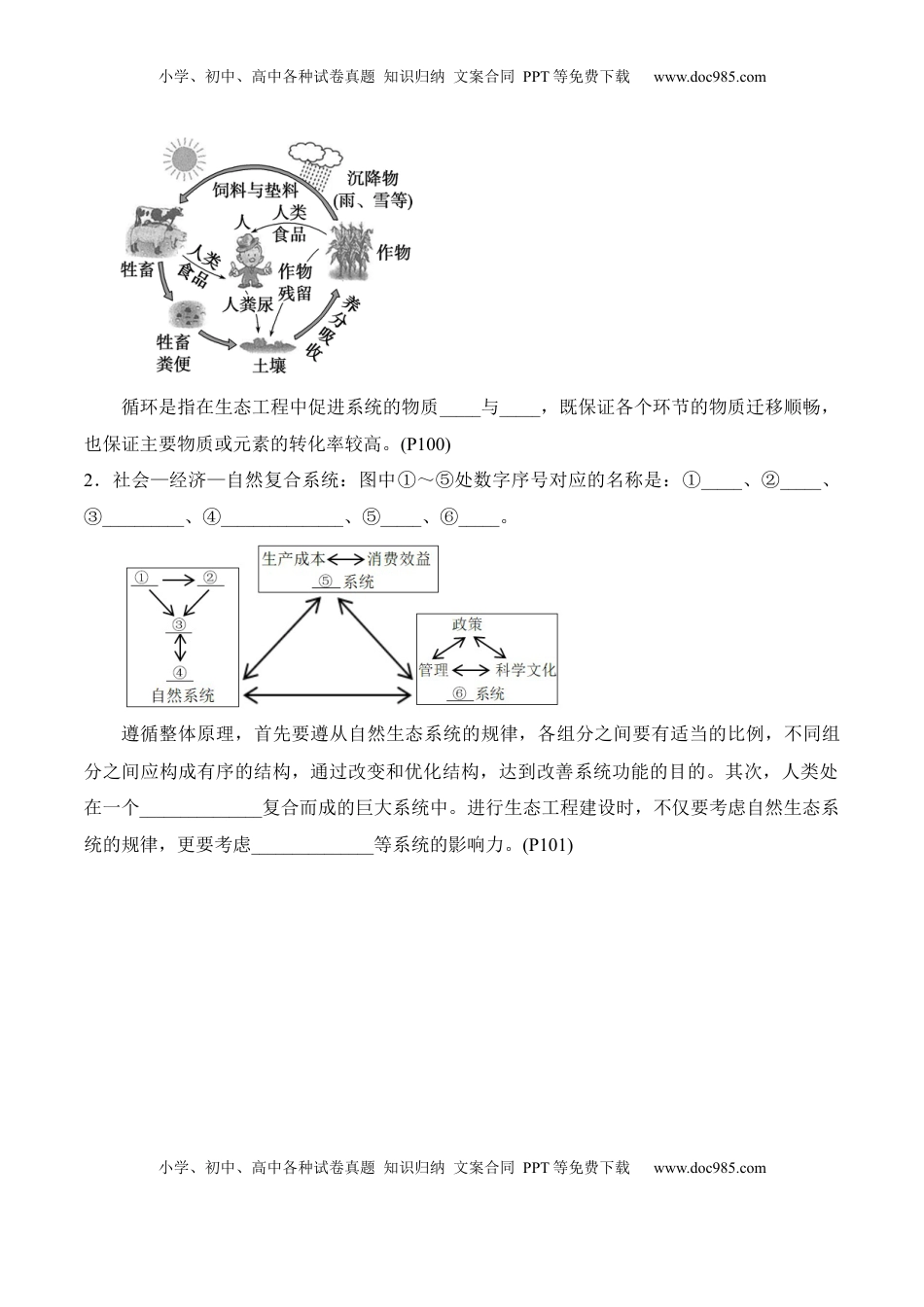 高考生物复习  第4章 人与环境（填空版）.docx