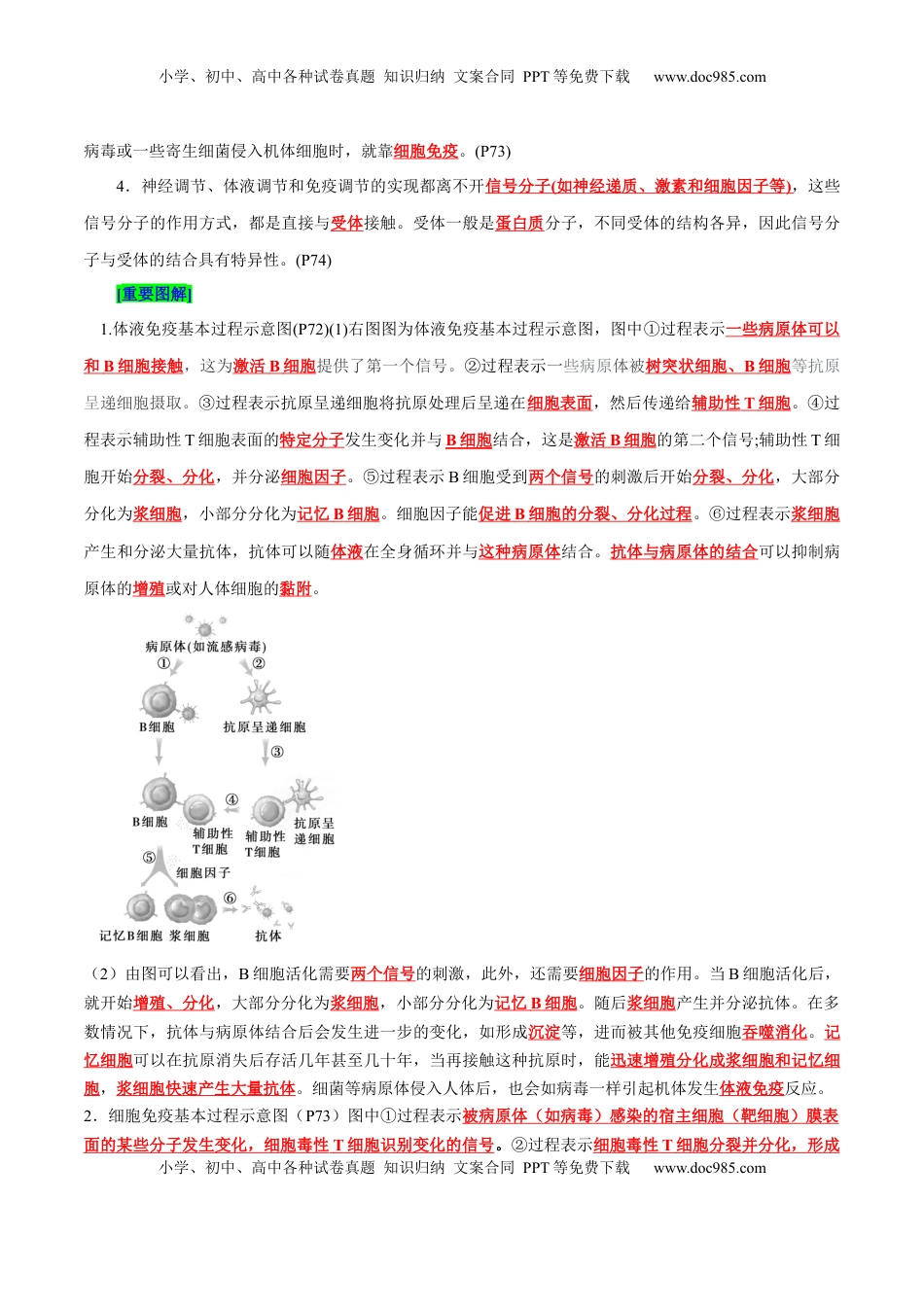 高考生物复习  第4章 免疫调节（背诵版）.docx