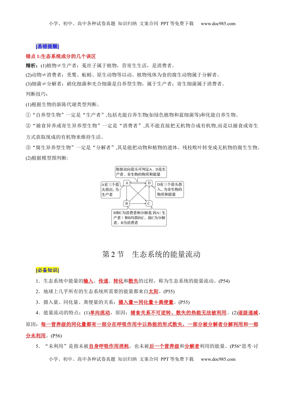 高考生物复习  第3章 生态系统及其稳定性（背诵版）.docx