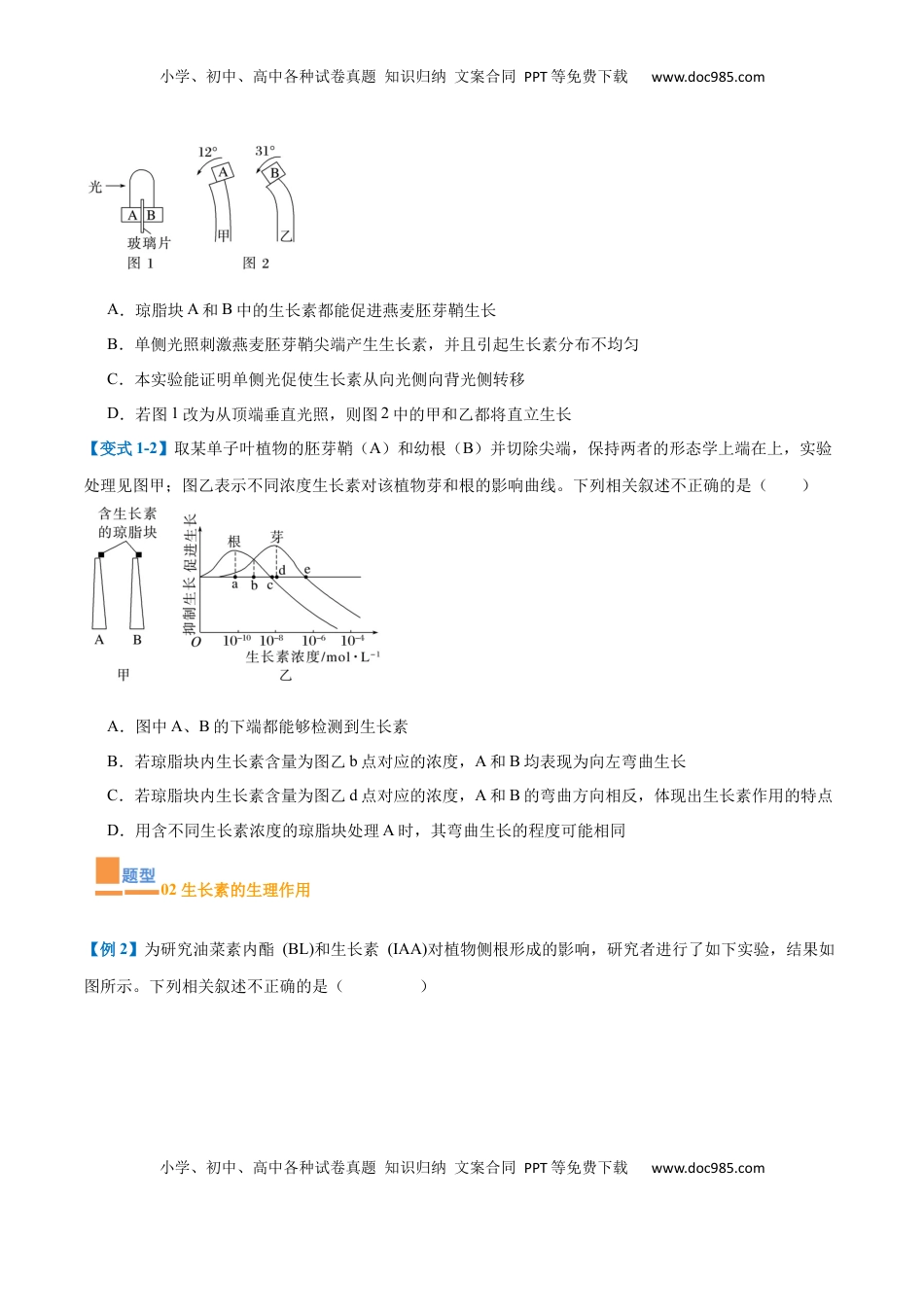 高考生物复习  专题15 植物生长调节（6大题型）（原卷版）.docx