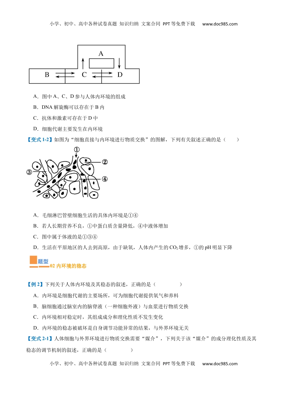 高考生物复习  专题13 内环境与体液调节（8大题型）（原卷版）.docx