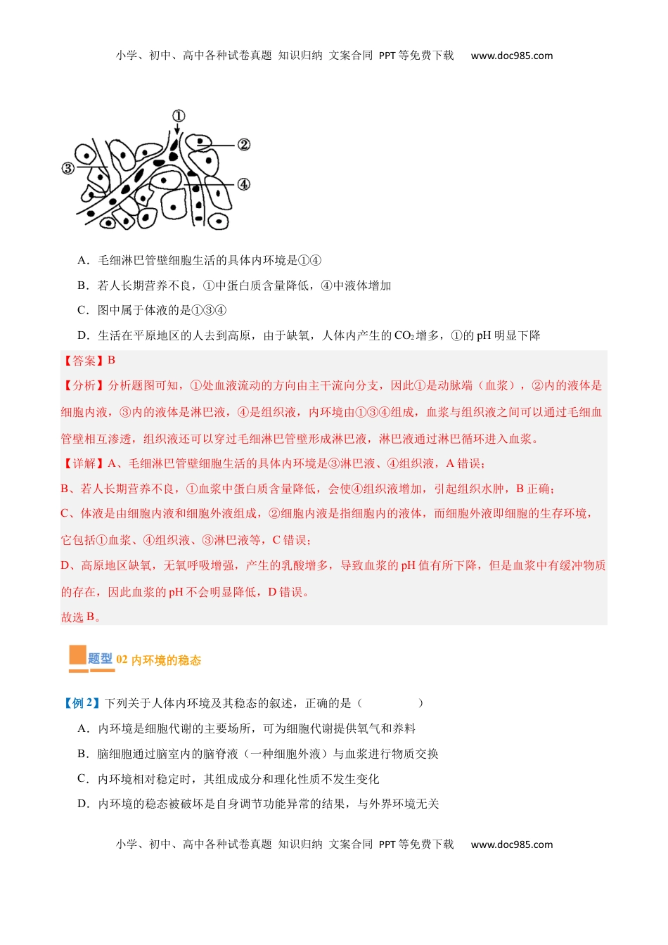 高考生物复习  专题13 内环境与体液调节（8大题型）（解析版）.docx