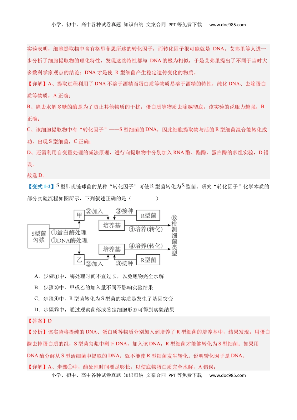 高考生物复习  专题10 遗传的物质基础（10大题型）（解析版）.docx