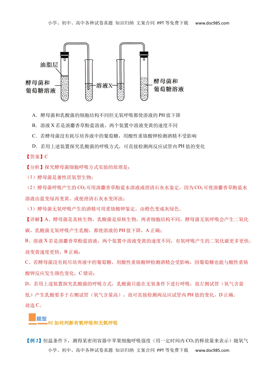高考生物复习  专题04 细胞呼吸（4大题型）（解析版）.docx