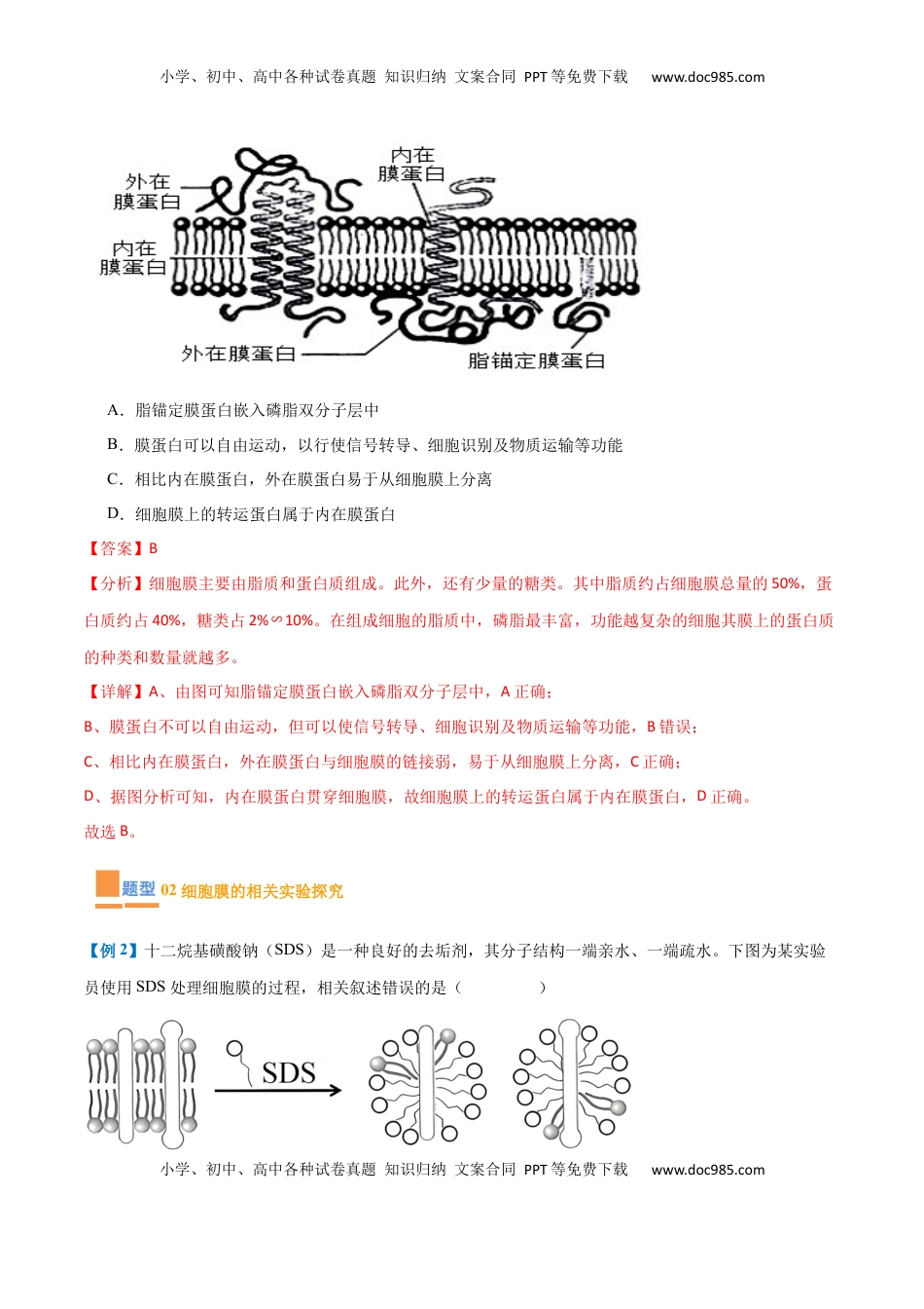 高考生物复习  专题02 细胞的基本结构（9大题型）（解析版）.docx