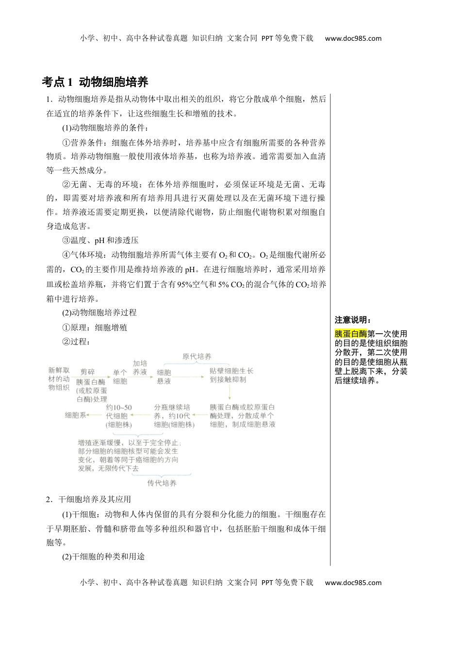 高考生物复习  知识清单35 动物细胞工程（3大考点+3个易错点）-【上好课】2025年高考生物一轮复习知识清单.docx