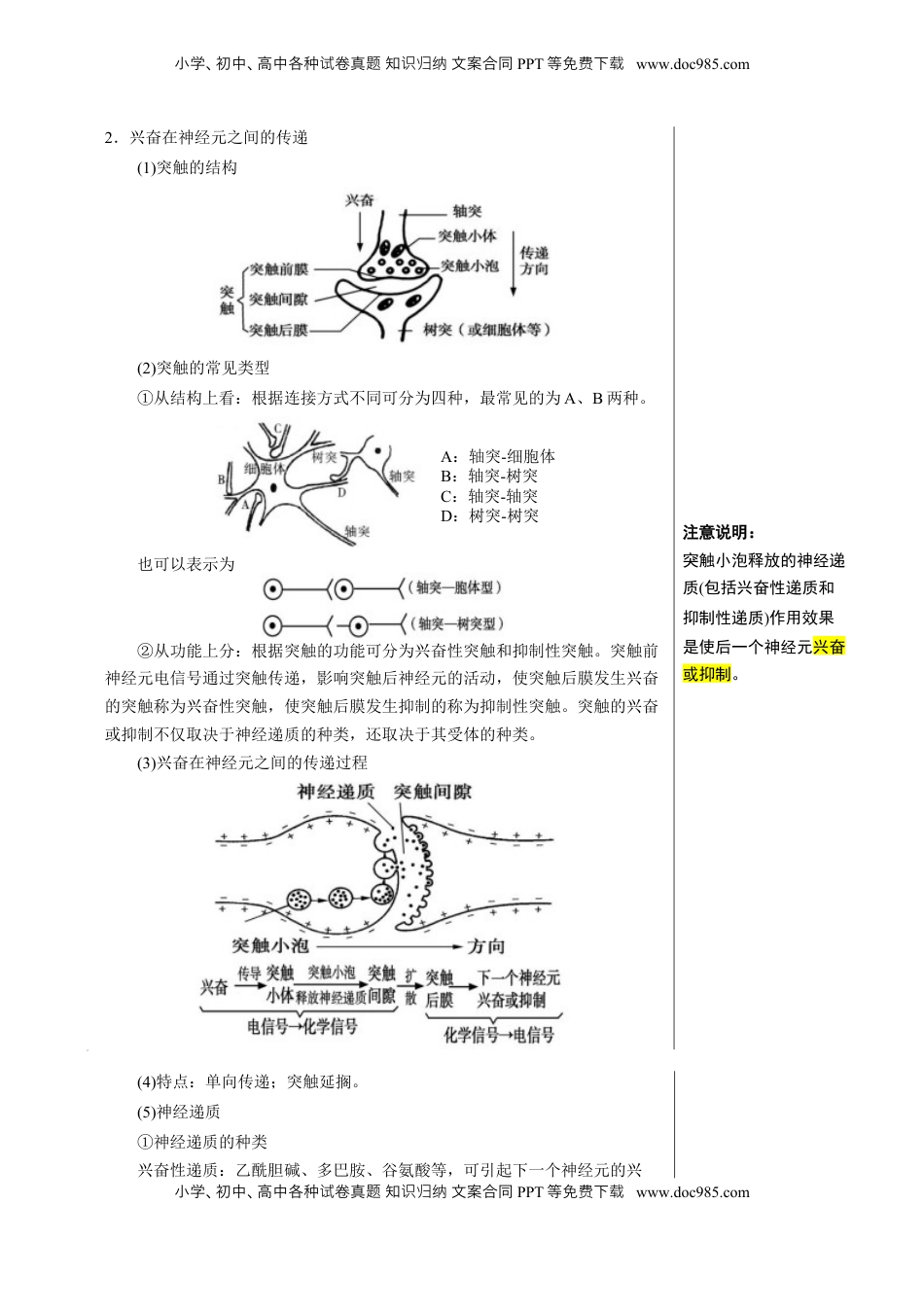 高考生物复习  知识清单21 神经调节（3大考点 7个易错点）-【上好课】2025年高考生物一轮复习知识清单[h][47459023].docx
