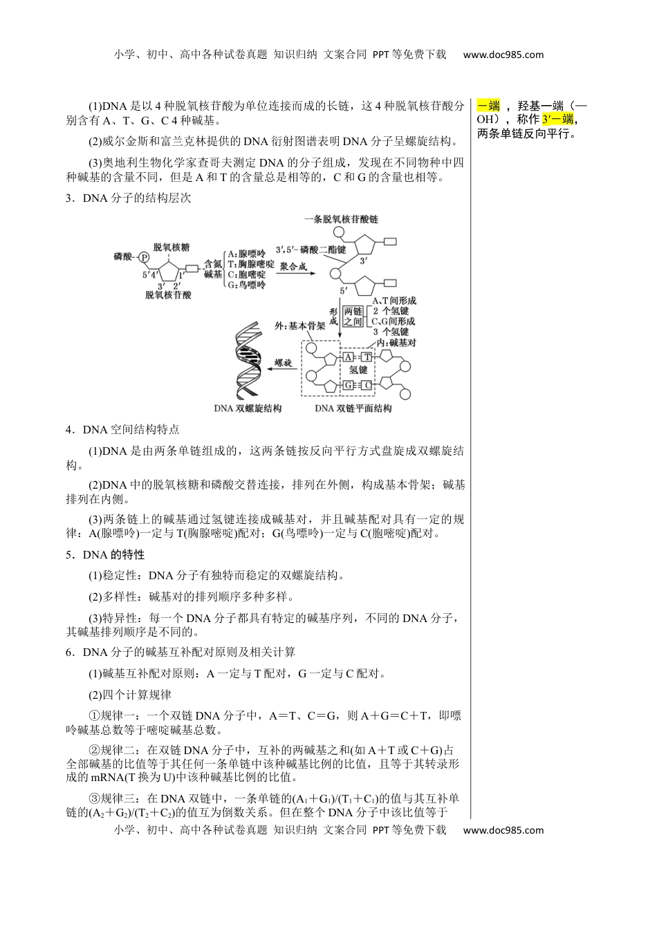 高考生物复习  知识清单15 DNA的结构、复制以及基因的本质（3大考点 4个易错点）-【上好课】2025年高考生物一轮复习知识清单.docx