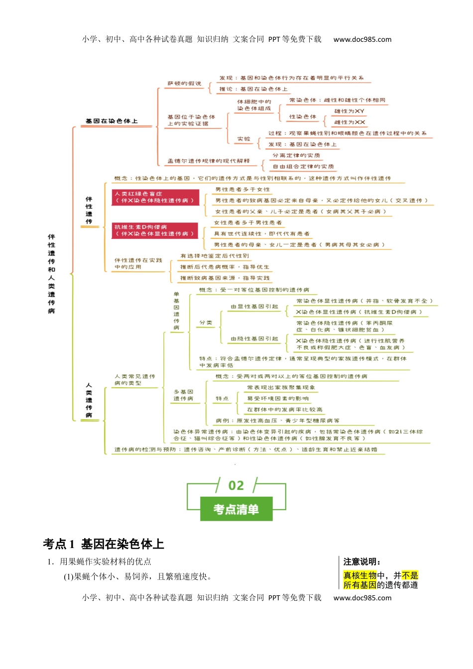 高考生物复习  知识清单13 伴性遗传和人类遗传病（4大考点 6个易错点）-【上好课】2025年高考生物一轮复习知识清单.docx
