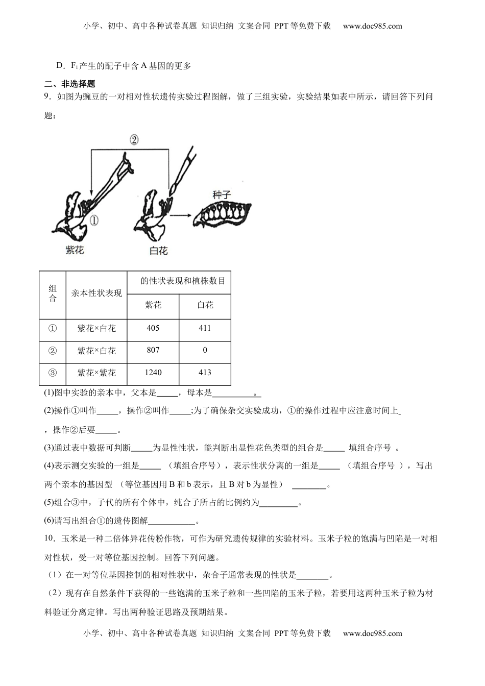 高考生物复习  考点通关卷15 基因的分离定律（原卷版）.docx