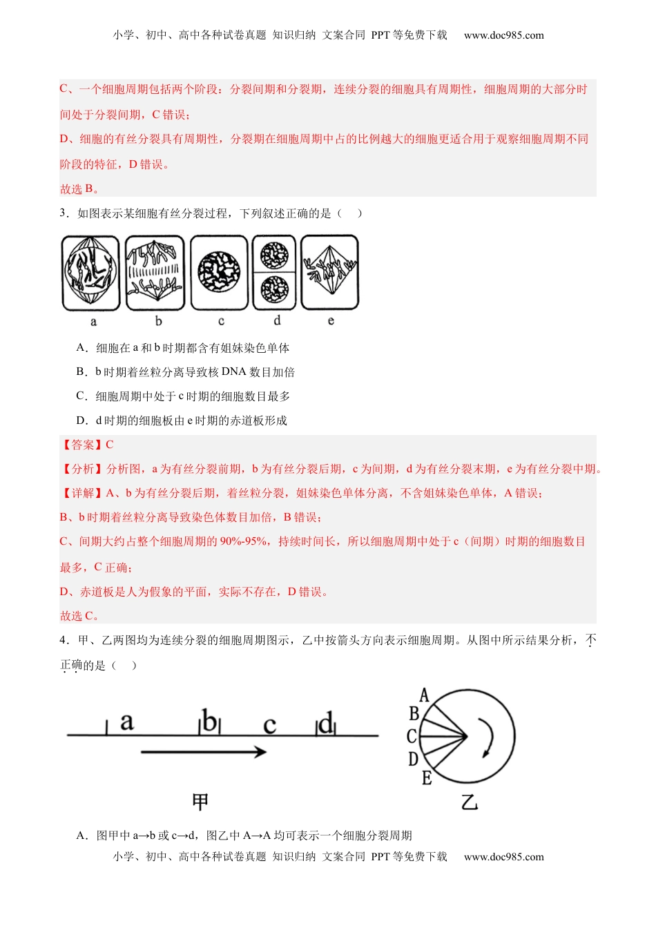 高考生物复习  考点通关卷12 细胞增殖（解析版）.docx